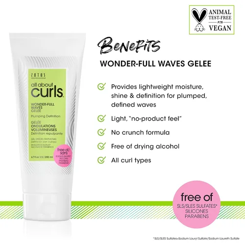 Vista 3 de ALL ABOUT CURLS Wonder-Full Waves Gelee Definición voluminosa Define, hidrata, desencrespamiento Todo tipo de cabello rizado