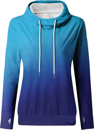 Vista 3 de JXQCWY Sudaderas con capucha de otoño para mujer, sudadera con capucha con cordón de ajuste largo y bloque de color para salir