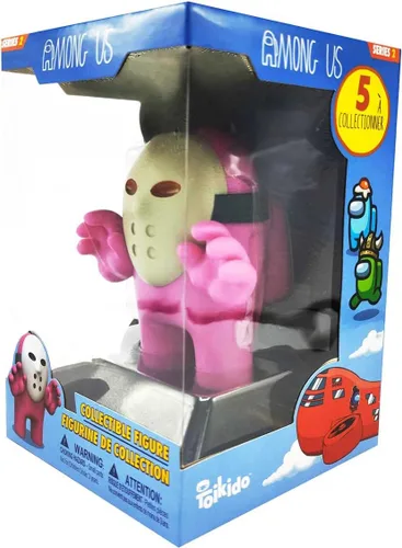 Vista 6 de Among Us Series 2 7″ Pink Crewmate con máscara de hockey - Figura coleccionable oficial de Just Toys