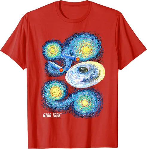 Vista 50 de Star Trek Camiseta de pintura de noche estrellada de la serie original, Negro, S