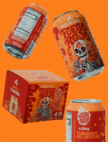Vista 7 de Fuego Rojo Variedad 6-Pack 6 Sabores Sin Alcohólico Michelada Espumosa - Tomate, Lima & Chile Sabrosa Bebida Mexicana