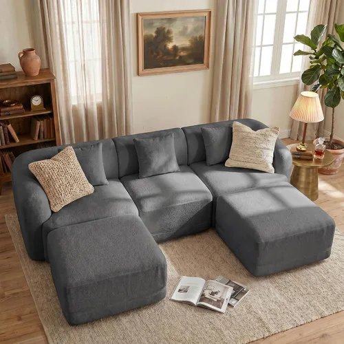 Vista 17 de Sofá modular de 3 plazas sin hueso de 112 pulgadas Blanco