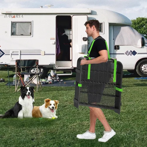 Vista 2 de Correas de hombro para perros fáciles de transportar, correas de transporte para corralitos para mascotas con asa, se ajusta a 4/6/8/12/16 paneles