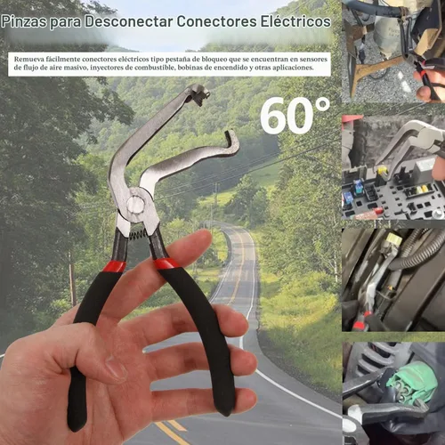 Vista 2 de Alicates de desconexión eléctrica, alicates para conectores eléctricos para autos con curva de 60 grados, herramientas para línea de combustible