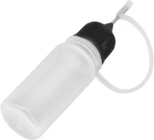 Vista 8 de Dioche Botella exprimible con punta de aguja, botella aplicadora de punta de aguja, cubierta de goma negra suave, 0.3 fl oz para tinta