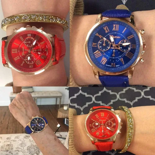Vista 2 de yunanwa Paquete de 10 relojes de silicona unisex estilo Tally para mujeres y hombres correa de cuero reloj deportivo dorado Oro