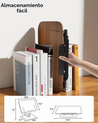 Vista 8 de aboutool - Soporte ajustable para libros con base giratoria de 360° y clips de página, soporte plegable para libros de cocina, soporte para libros