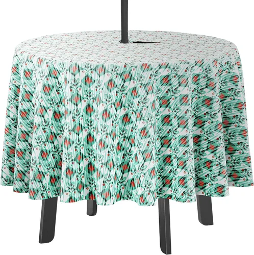 Vista 36 de Mantel redondo para interior/exterior de 58 pulgadas, mantel redondo impermeable para patio, manteles para mesa circular de primavera/verano