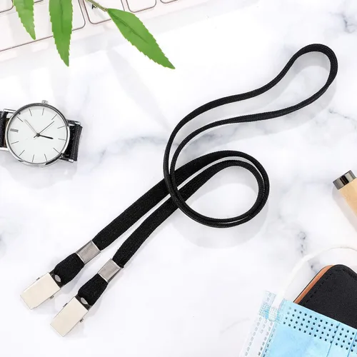 Vista 7 de Nuanchu Correas de doble clip para cubrebocas, cordones de doble extremo con prácticos ganchos, cómodas correas para el cuello para tarjetas