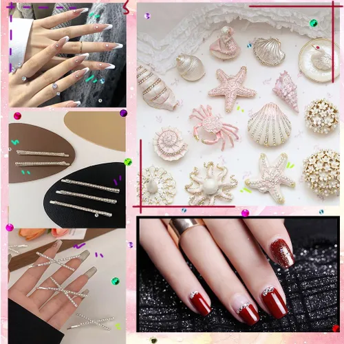 Vista 6 de 2064 piezas de perlas para manualidades, calcomanías de perlas autoadhesivas de 4 colores, 12 hojas de perlas para el cabello para hacer manualidades