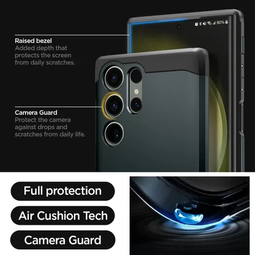 Vista 5 de Spigen Funda Tough Armor diseñada para Galaxy S23 Ultra (2023) [Soporte de apoyo] [Protección de grado militar] - Abyss Green