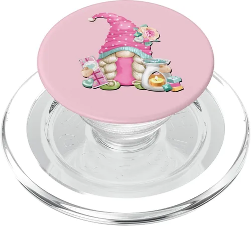 Vista 8 de Gnomio para hacer jabón rosa para mujer, divertido gnomo para la vida de la abuela, PopSockets intercambiables PopGrip