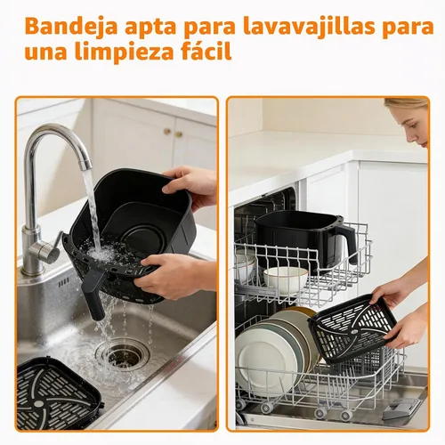 Vista 7 de CARORI Freidora de aire de 6 cuartos de galón con ventana de visión, 12 ajustes preestablecidos de cocción, cocción rápida y uniforme de 1700 W Azul