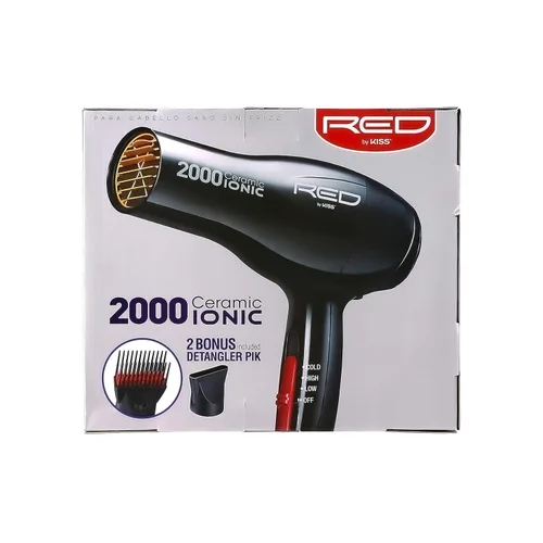 Vista 7 de RED by Kiss Secador de pelo iónico, tecnología de cerámica, antiencrespamiento, 3 ajustes de calor, ligero, 2 pelos desenredantes
