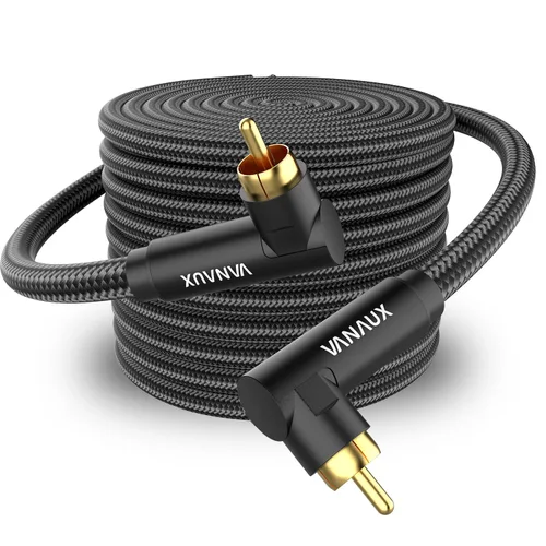 Vista 9 de VANAUX Cable de graves de 90 grados, cable de audio RCA a RCA premium, (conectores chapados en oro) ideal para espacios reducidos, cine en casa