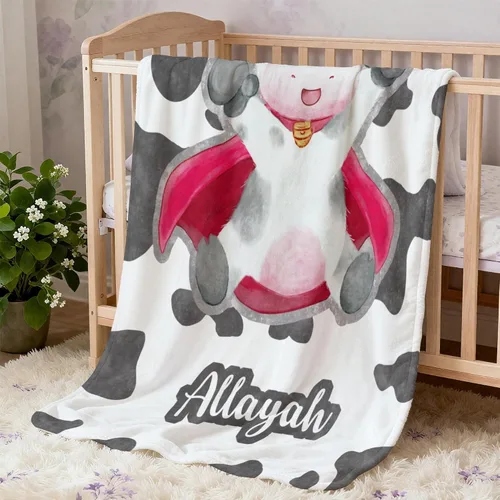 Vista 2 de Manta de bebé personalizada con nombre, cobijas de franela suaves y personalizadas con diseño de animales para recién nacidos, niños y niñas