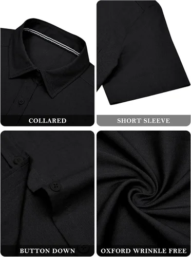 Vista 5 de Womens Short Sleeve Button Down Shirts Stretch Oxford Shirts Cotton Dress Shirt Collared Blouse Formal Work Tunic Tops