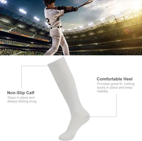 Vista 5 de Three street Calcetines de fútbol para béisbol, sóftbol, unisex hasta la rodilla, calcetines de compresión de tubo deportivo, 2-10 pares