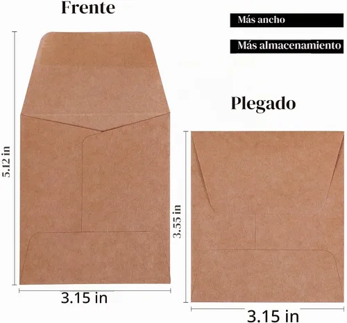Vista 3 de Tuhangcc Paquete de 100 sobres para monedas pequeñas, sobres de semillas de papel de estraza autoadhesivos, resistentes, piezas pequeñas, sellos