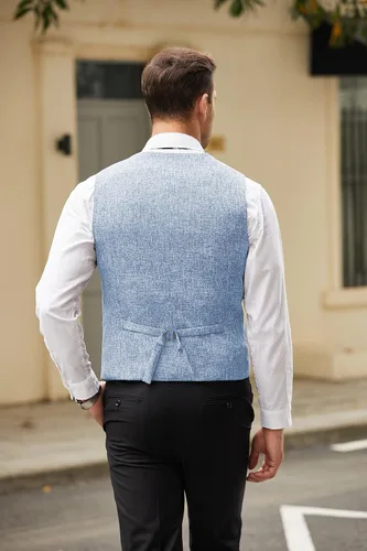 Vista 7 de COOFANDY Chalecos casuales de negocios para hombre, chaleco ligero y ajustado