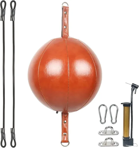 Vista 11 de InnoLife Kit de saco de boxeo de doble extremo con bola de perforación, kit de reacción de velocidad con cordones elásticos, perfecto