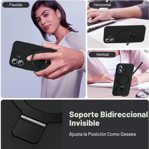 Vista 2 de SKYLMW Funda diseñada para iPhone 11 con soporte magnético invisible Compatible con Mag-Safe, a prueba de caídas de grado militar, a prueba