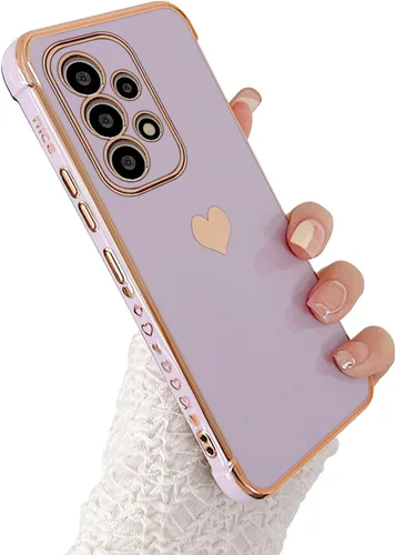 Vista 105 de phylla Funda de teléfono compatible con Samsung Galaxy A12 de 6.5 pulgadas, lindo corazón chapado en oro, elegante funda de lujo para mujer