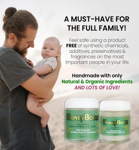 Vista 6 de Beesaluxe HoneyBotan - Bálsamo para la piel sin petróleo 100% natural con ingredientes orgánicos, alternativa de gelatina de petróleo para labios