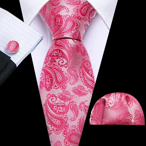 Vista 69 de Barry.Wang - Juego de corbata de seda para hombre, diseño de cachemira, pañuelo y gemelos de bolsillo
