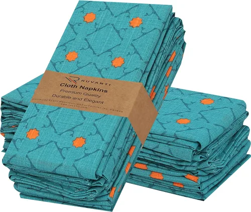 Vista 28 de Ruvanti - Servilletas de tela, paquete de 6, 45x45 centímetros, 100% algodón, lavables, suaves y absorbentes, perfectas para bodas, cenas de Belleza