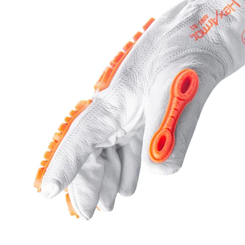 Vista 2 de HexArmor Chrome SLT® Series 4067 Leather Work Gloves, Large Resistente a los cortes, protección contra impactos 4067 Cuero Blanco y Naranja Impact