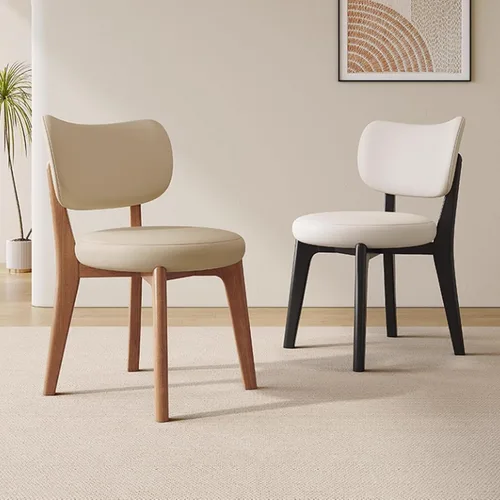 Vista 3 de Juego de sillas de comedor de madera de 1/2/4, sillas de cocina con respaldo curvo, silla de vestíbulo, silla de comedor tapizada, silla de comedor