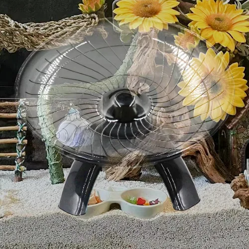 Vista 10 de Rueda de juguete para cangrejos ermitaños, juguete de rueda para correr de hámster, accesorio para jaula de animales pequeños, accesorio para Negro