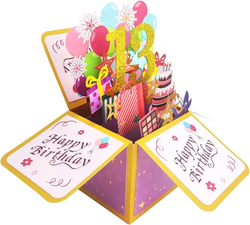Vista 9 de Asmallgf Tarjeta Emergente Feliz 10 Cumpleaños para Hija Sobrina, Mejor Regalo de Cumpleaños para Niña Niño de 10 Años, Dulces Decoraciones