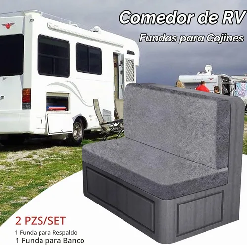 Vista 4 de ANARACHON Fundas de cojín elásticas con aspecto de cuero para caravana, fundas de cojín para asiento de cabina de caravana