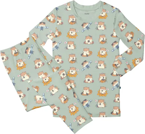 Vista 24 de KicKee Pants Conjunto de pijama de manga larga con estampado de piezas 90's Plaid