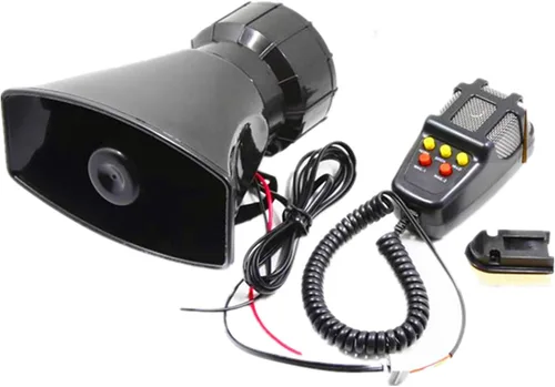 Vista 8 de Sirena policía coche sirena cuerno altavoz coche gritos alarma policía cuerno con micrófono amplificador 12V 80W sonido emergencia amplificador