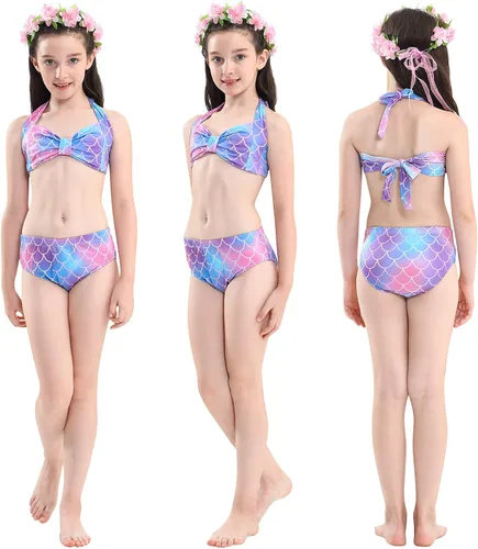 Vista 7 de Mermaid Tails - Traje de baño de princesa para niñas Cerulean