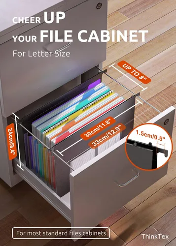Vista 3 de Carpetas de archivos expandibles de 26 bolsillos y carpetas colgantes de plástico