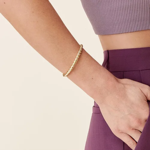 Vista 2 de PAVOI Pulsera trenzada chapada en oro Chapado en oro de 14 quilates Joyería ligera para el día a día