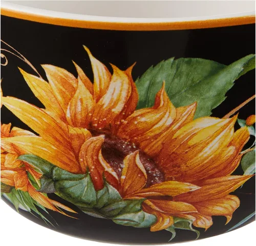 Vista 4 de Sunflower Fields - Cuencos de 5.25 pulgadas para helado/postre, 22 onzas, juego de 4 cuencos de cerámica ideales para golosinas congeladas, pudín