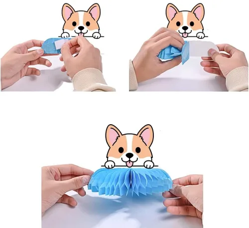 Vista 4 de Cute Corgi - Centro de mesa de panales de 5 piezas, adorables decoraciones para fiestas