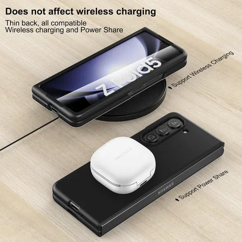 Vista 6 de Foluu Funda Slim Fit para Samsung Galaxy Z Fold 5, con protector de pantalla frontal integrado, cubierta protectora de PC mate ultradelgada