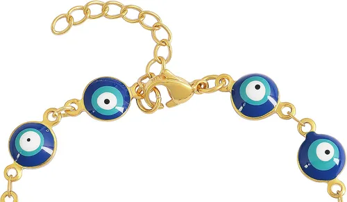 Vista 2 de Edforce Stainless Steel Pulsera de abalorios para mujer esmaltada protección contra el mal de ojo ajustable 7 pulgadas 1 pulgada extensor Esmalte