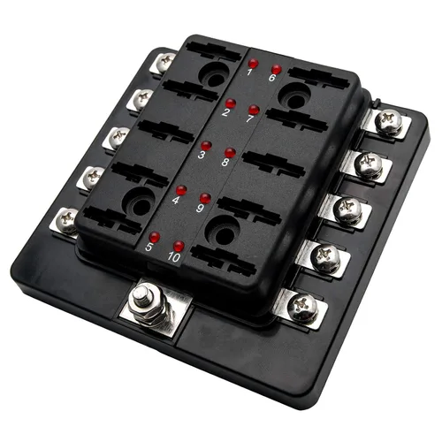 Vista 4 de MASO Boat - Caja de fusibles para automóvil, 10 vías, universal, estándar, 12 V, voltios, ATC, cuchilla, caja de fusibles/cubierta para furgoneta