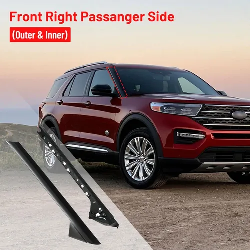 Vista 4 de Moldura de parabrisas A-Pillar, panel exterior e interior del lado del pasajero delantero derecho compatible con Ford Explorer 2011-2019