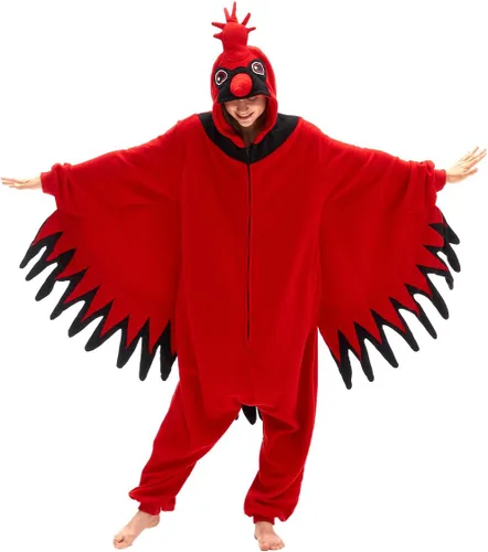 Vista 3 de vavalad Cardinal Costume, Adult Animal Onesie with Wings, Funny Costumes for Women, Couple Costumes
