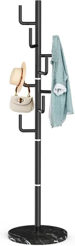 Vista 9 de ZOZOE Perchero de Metal con Soporte, Perchero Moderno Independiente con Base de Mármol Natural, Percheros Resistentes con 12 Ganchos y Negro
