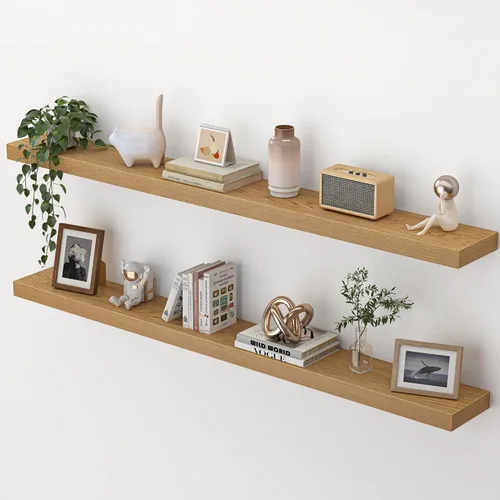 Vista 20 de Heimlove Estantes flotantes para pared, estante de 16 pulgadas para baño pequeño, almacenamiento montado y exhibición, estantes de madera para Negro