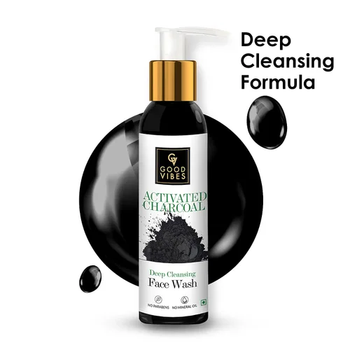 Vista 4 de Good Vibes Lavado facial de limpieza profunda de carbón activado, limpiador facial de limpieza profunda de poros para todo tipo de piel, elimina